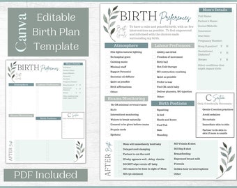Bewerkbaar geboorteplansjabloon | Afdrukbaar geboorteplan en checklist