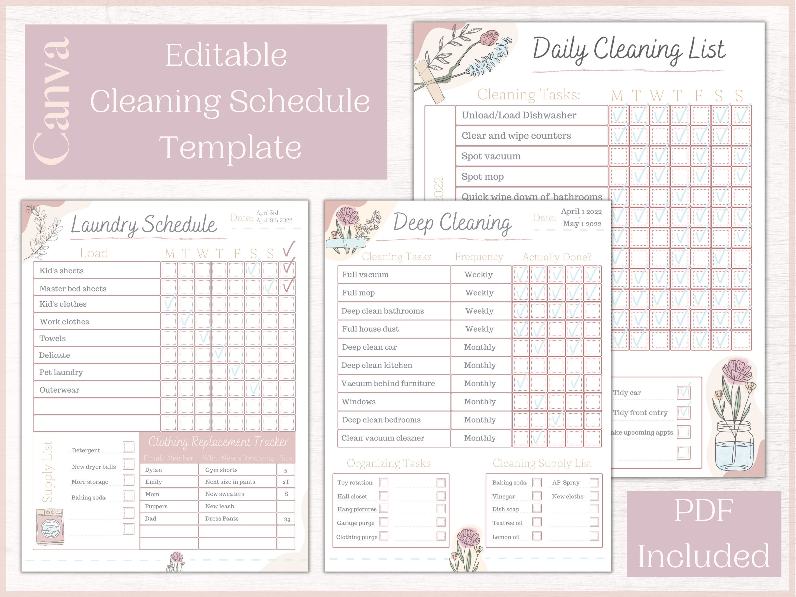Editable Cleaning Schedule | Printable Cleaning Planner | Cleaning ...