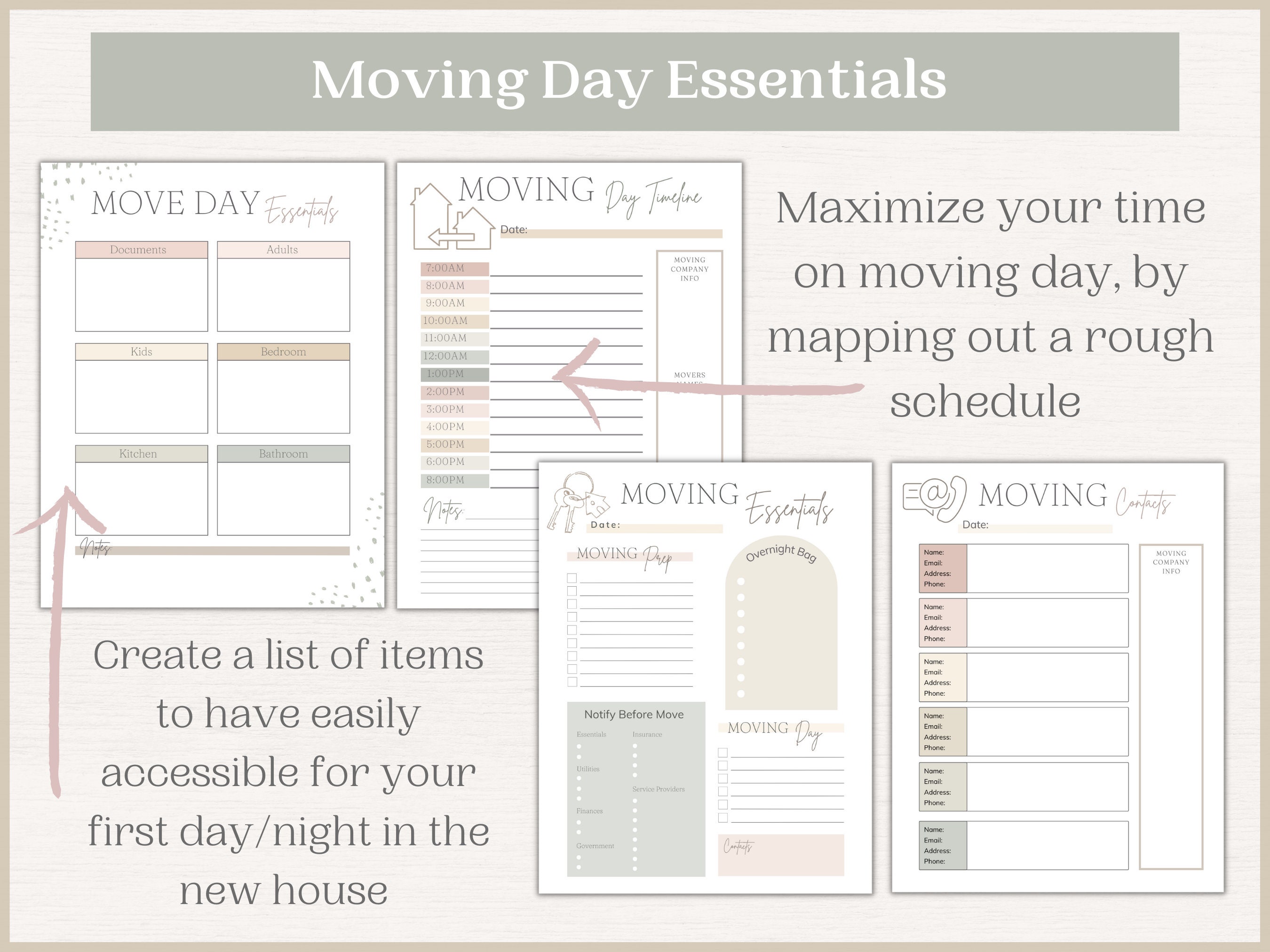Editable Moving Planner | Moving Checklist | Printable Moving Binder ...