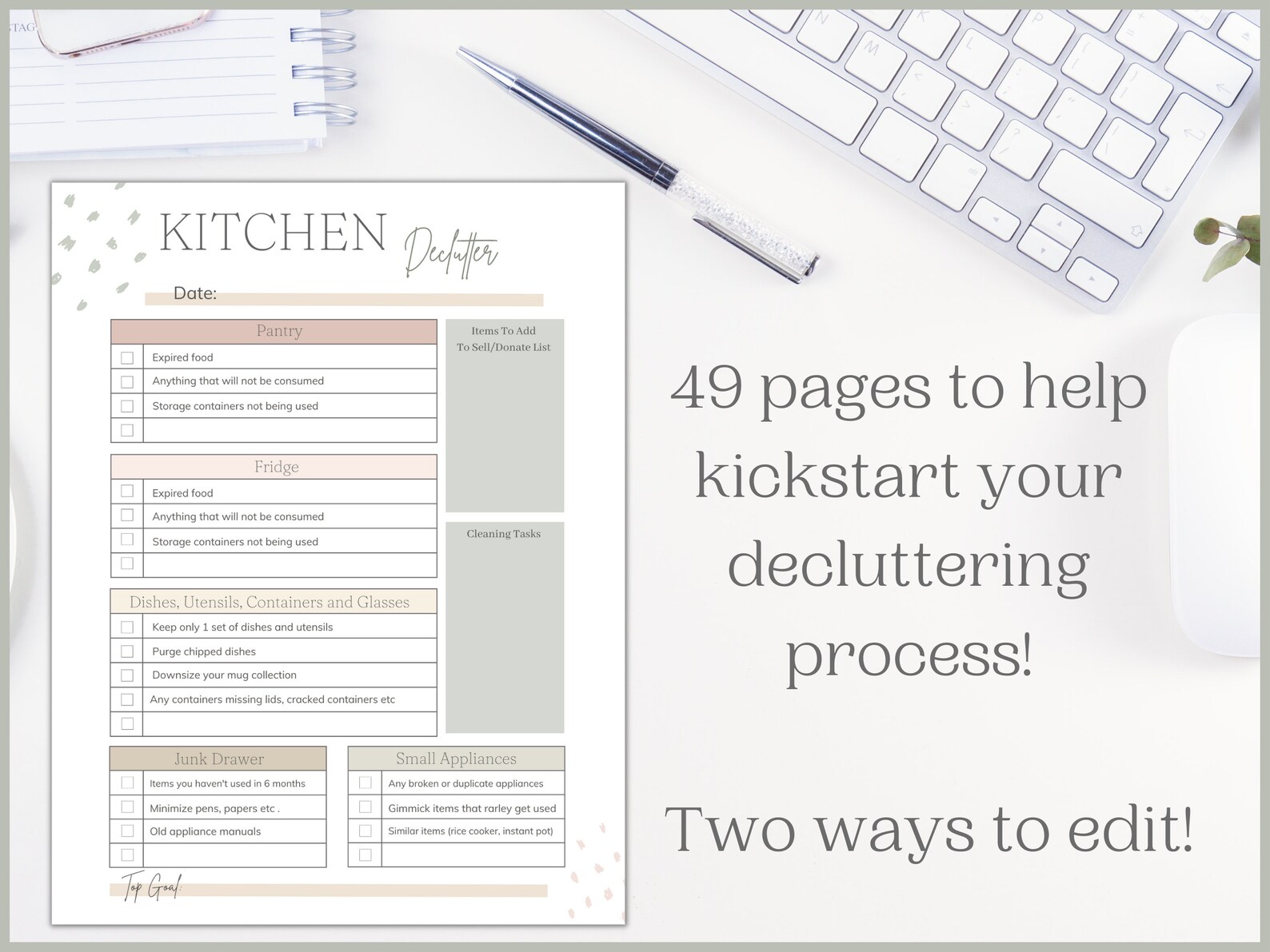 Printable+ Editable Declutter Checklists | Declutter Planner | Cleaning ...