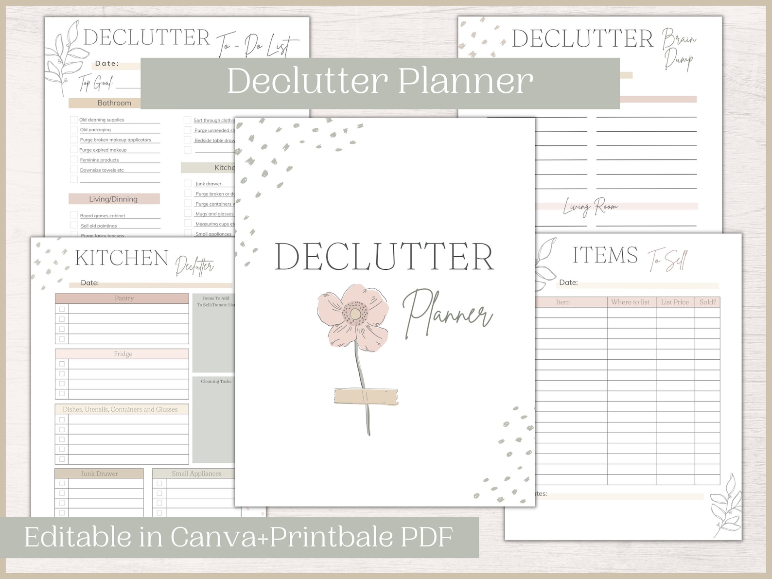 Printable+ Editable Declutter Checklists | Declutter Planner | Cleaning ...