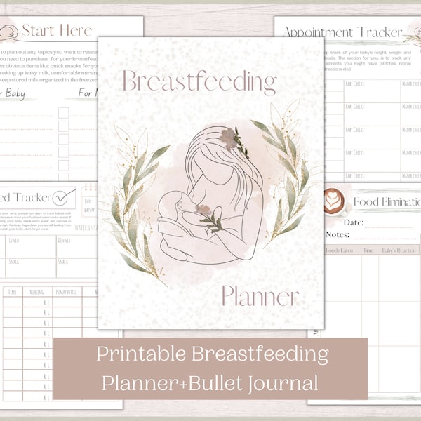 Printable Breastfeeding Planner and Bullet Journal | Breastfeeding Tracker and Newborn Log | New Mom Journal | Breastfeeding Support