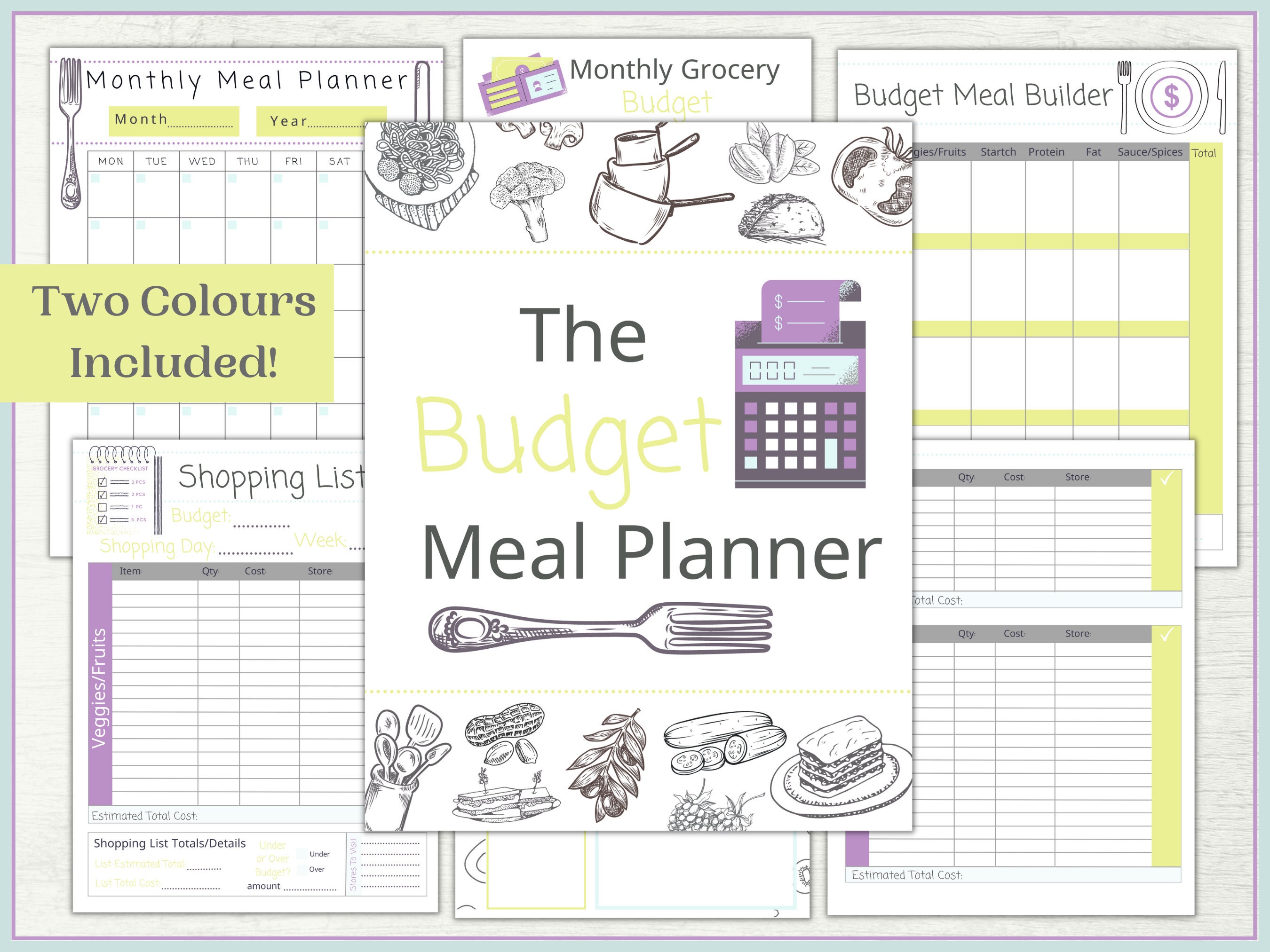 Printable Budget Meal Planner | Weekly Grocery List Printable | Pink ...