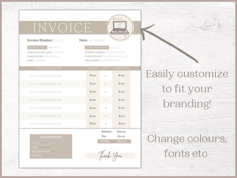 Editable Canva Invoice Template | Printable Order Form Template |small ...