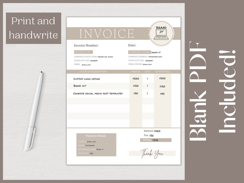 Editable Canva Invoice Template | Printable Order Form Template |small ...