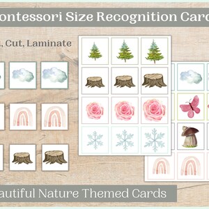 Cartes de reconnaissance de taille Montessori | Cartes de tri sur le thème de la nature | Programme préscolaire | Matériel Montessori imprimable