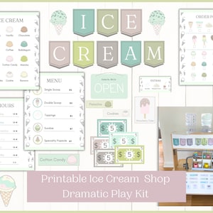 Ice Cream Shop Dramatic Play Printables | Summer Activities | Pretend Play Ice Cream Shop Printable Bundle