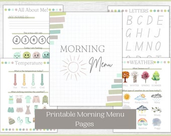 Homeschool Preschool Morning Menu Printable | Morning Menu Pages | Busy book Activities