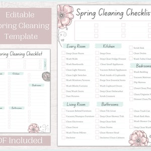 Spring Cleaning Schedule Checklist | Editable Cleaning Schedule | Spring Cleaning Printable Planner