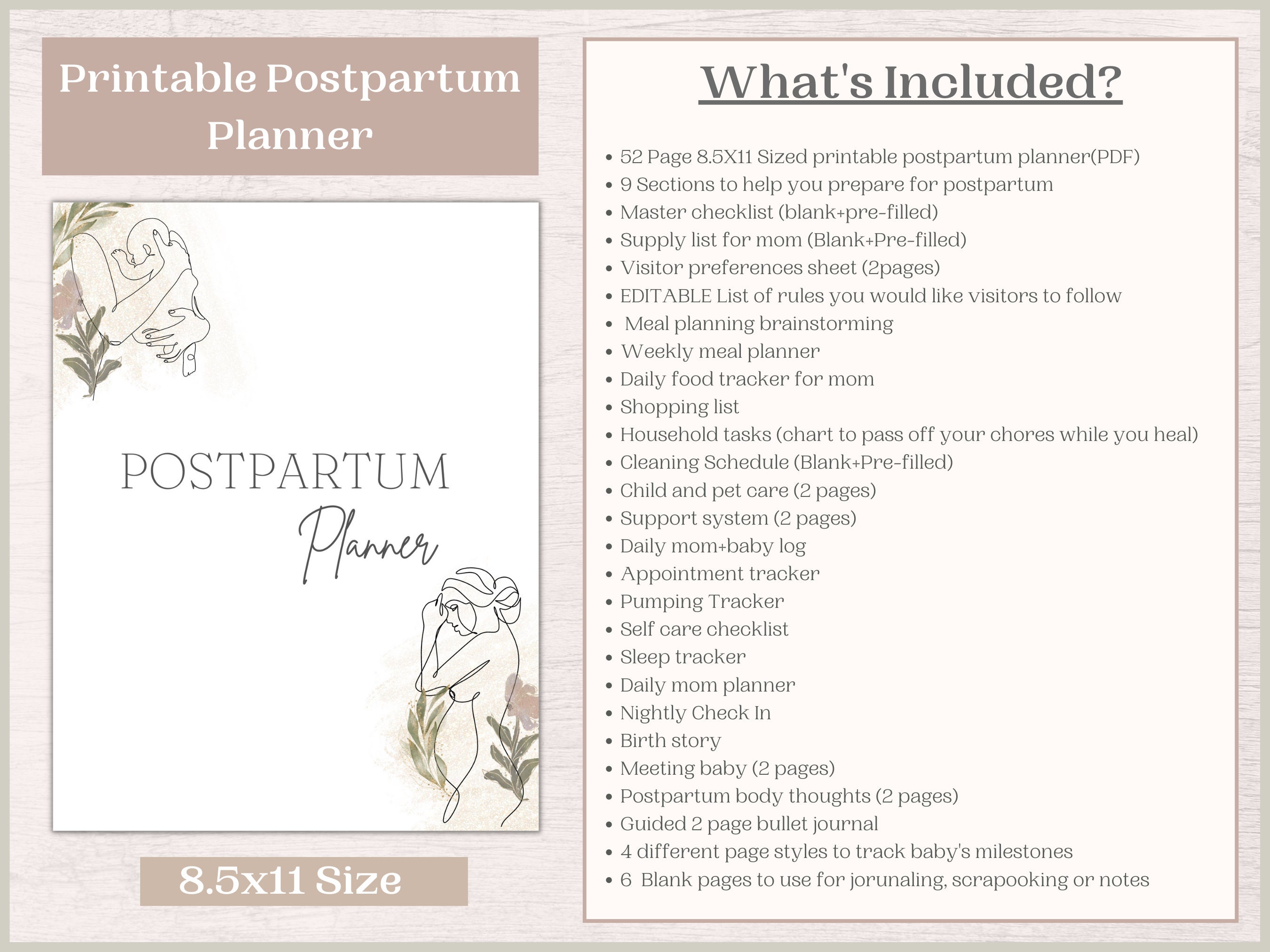 Postpartum Planner Checklists and Bullet Journal | New Mom Journal ...