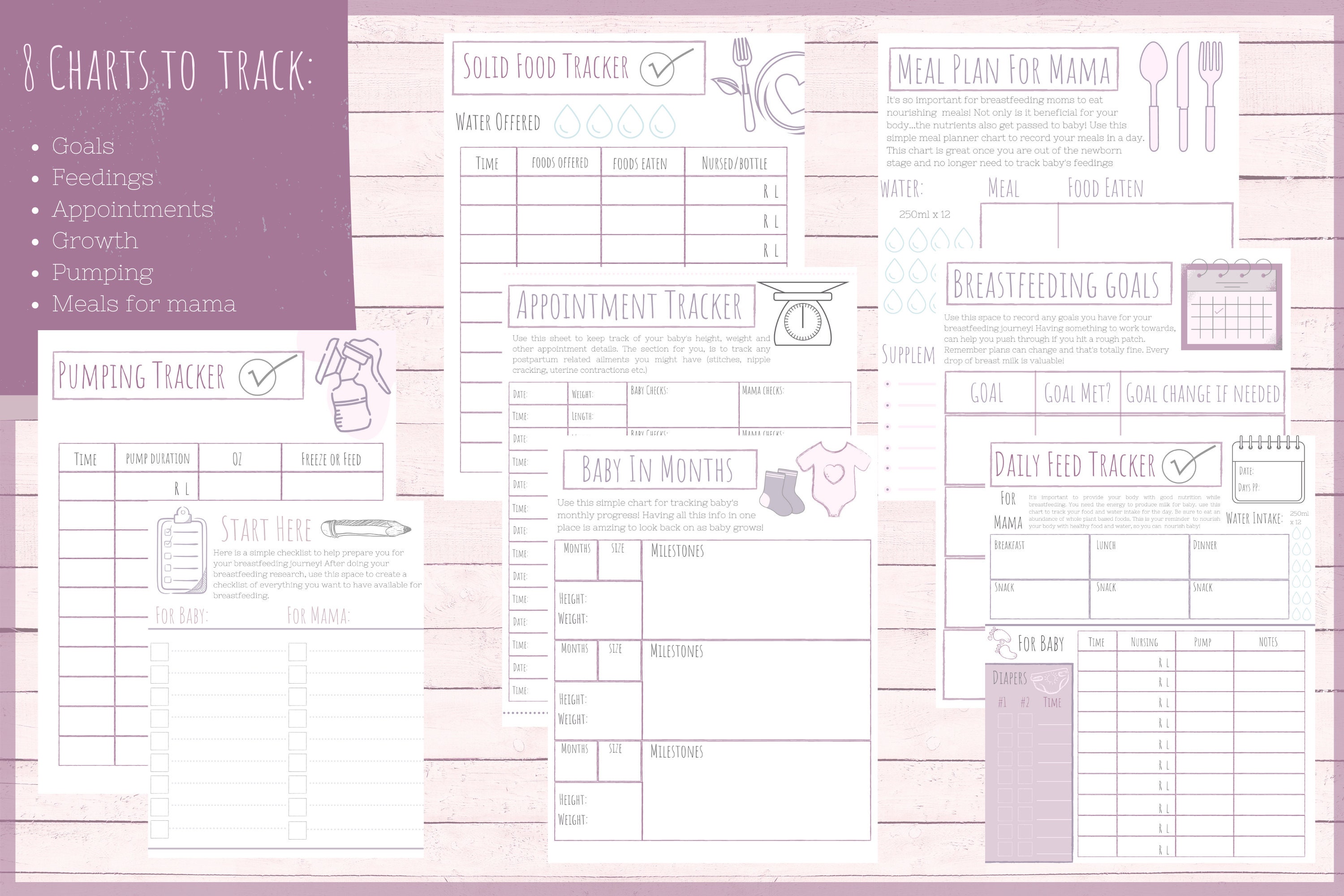 Printable Breastfeeding Tracker Breastfeeding Baby Tracker Etsy