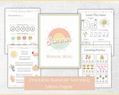 Homeschool Preschool Summer Morning Menu Printable | Morning Menu Pages | Busy book Activities