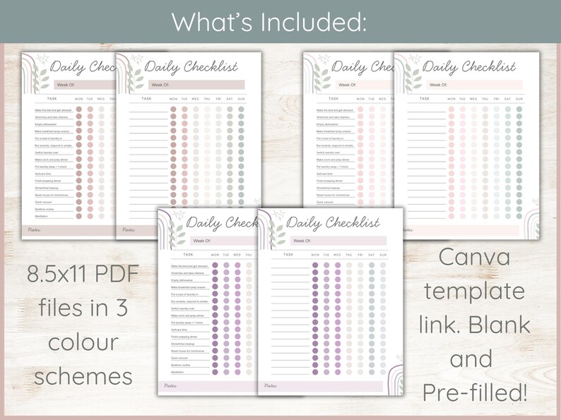 Editable Daily Checklist | Daily to Do List Template | Weekly Habit ...