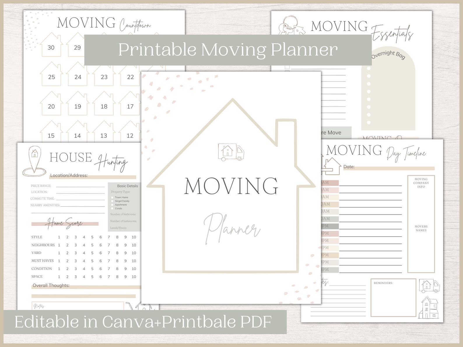 Editable Moving Planner | Moving Checklist | Printable Moving Binder ...