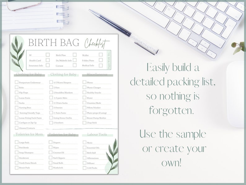 Birth Bag Packing List Editable Hospital Bag Packing Checklist Birth