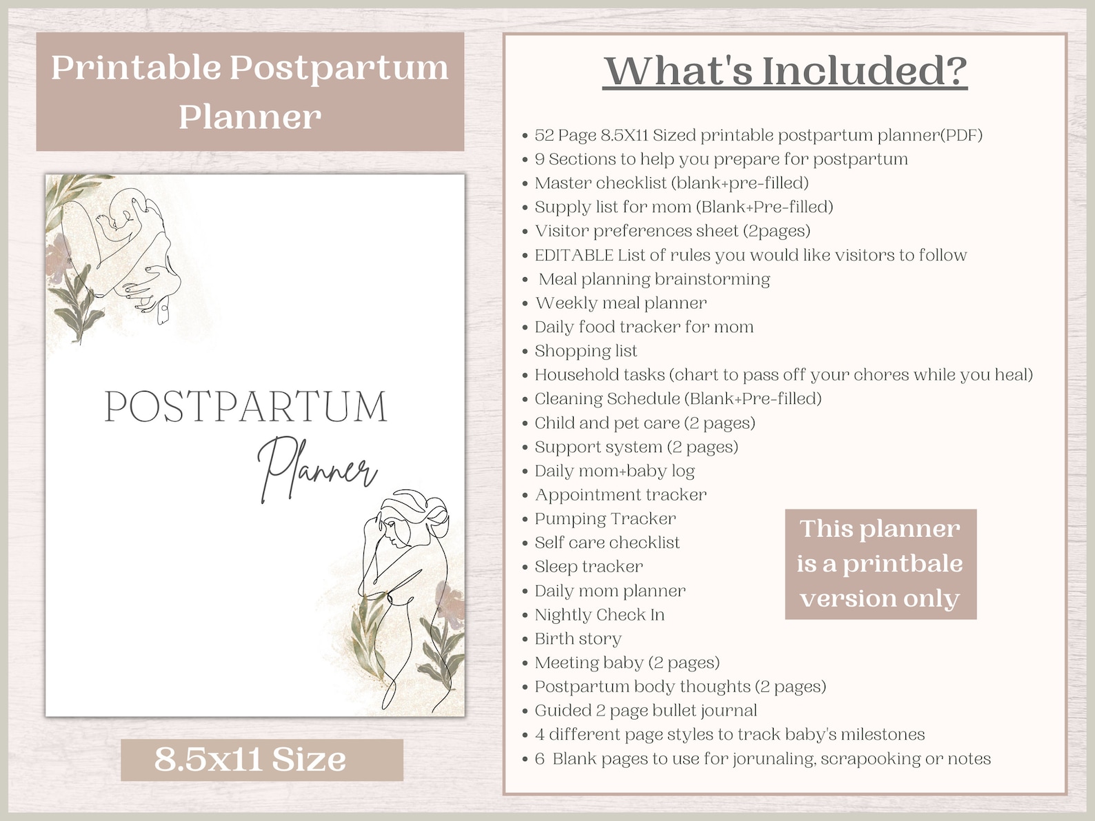 Birth Plan Template Printable Postpartum Planner Birth - Etsy