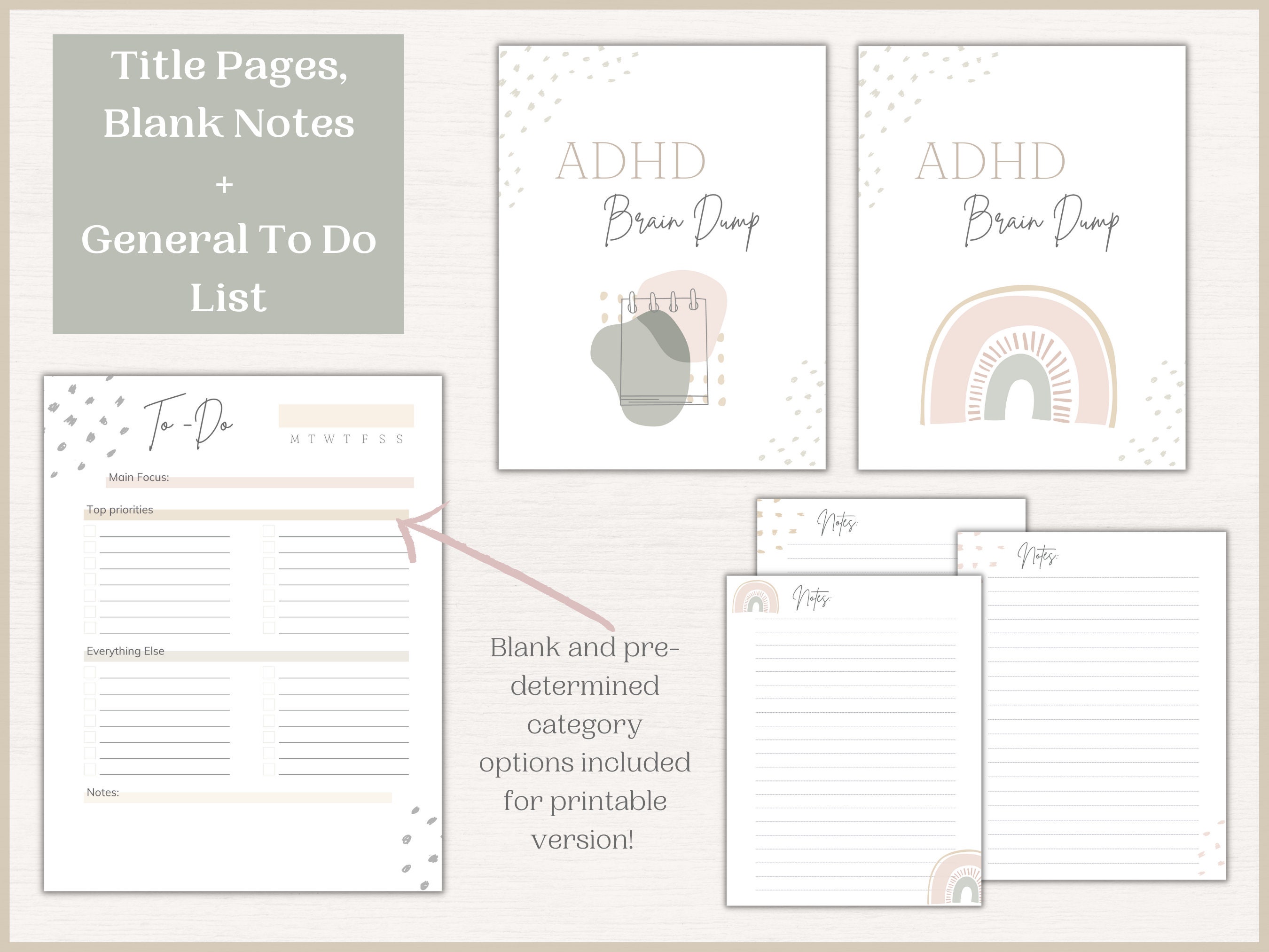 ADHD Brain Dump and to Do List Templates ADHD Productivity Planner ...