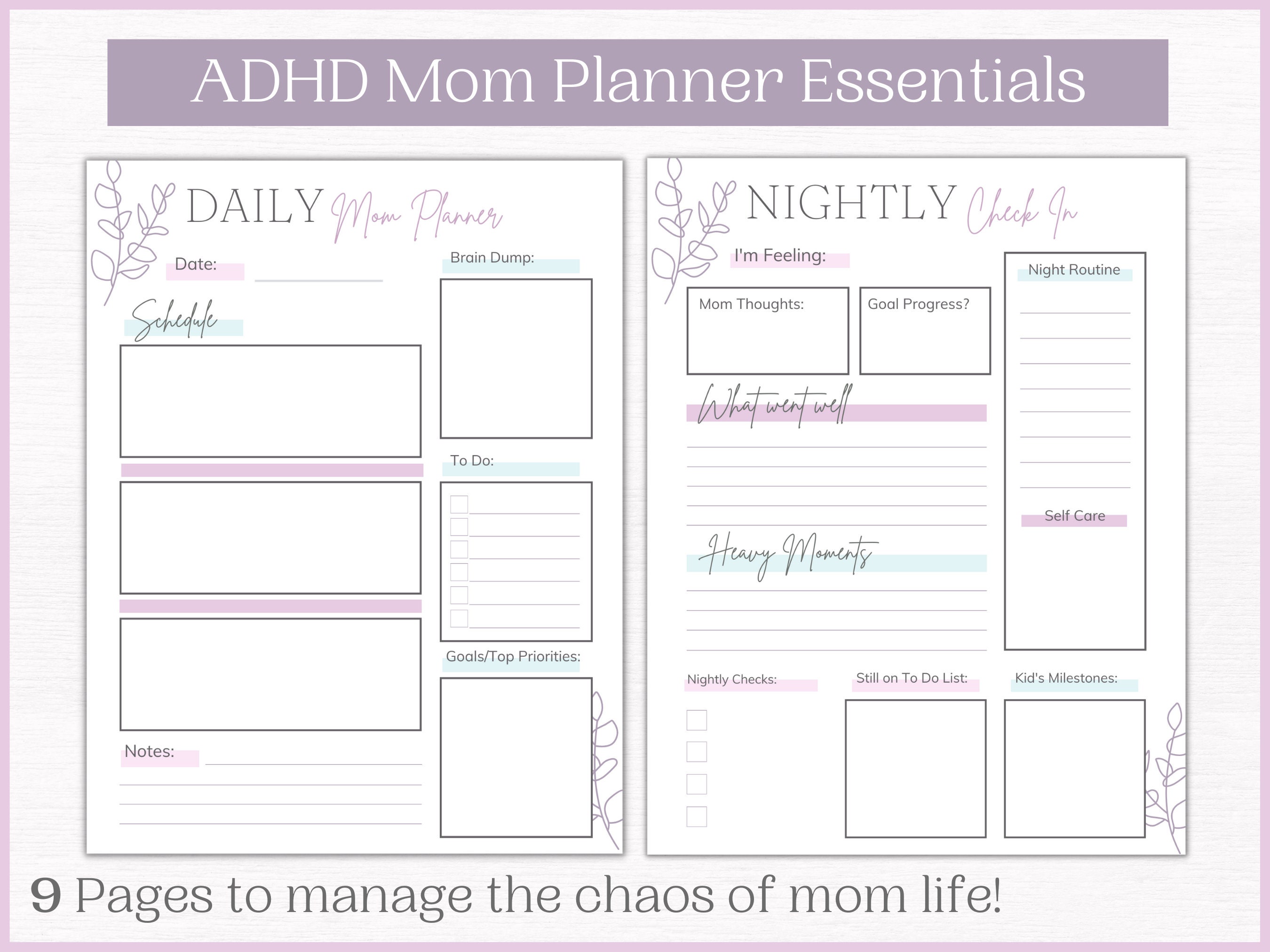 ADHD Planner for Mom Life | ADHD Daily and Weekly Planner | Wellness ...