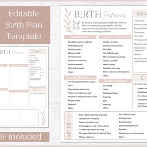 Editable Birth Plan Template |Printable Birth Plan Checklist
