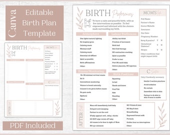 Birth Plan Template Editable Printable Birthing Plan - Etsy