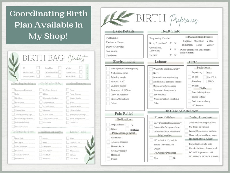 Birth Bag Packing List Editable Hospital Bag Packing Checklist Birth