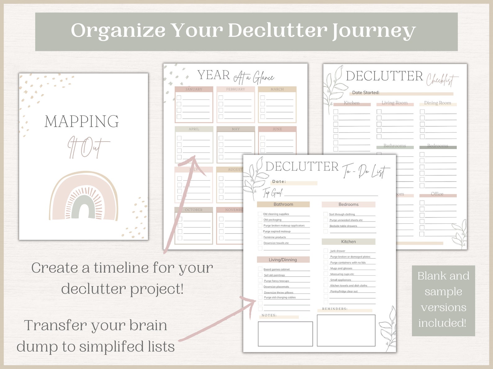 Printable+ Editable Declutter Checklists | Declutter Planner | Cleaning ...