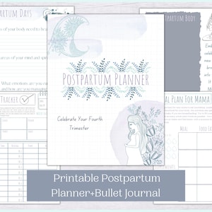 Postpartum Planner Checklists and Bullet Journal | New Mom Journal | Newborn Log and Tracker | Printable Postpartum Planner