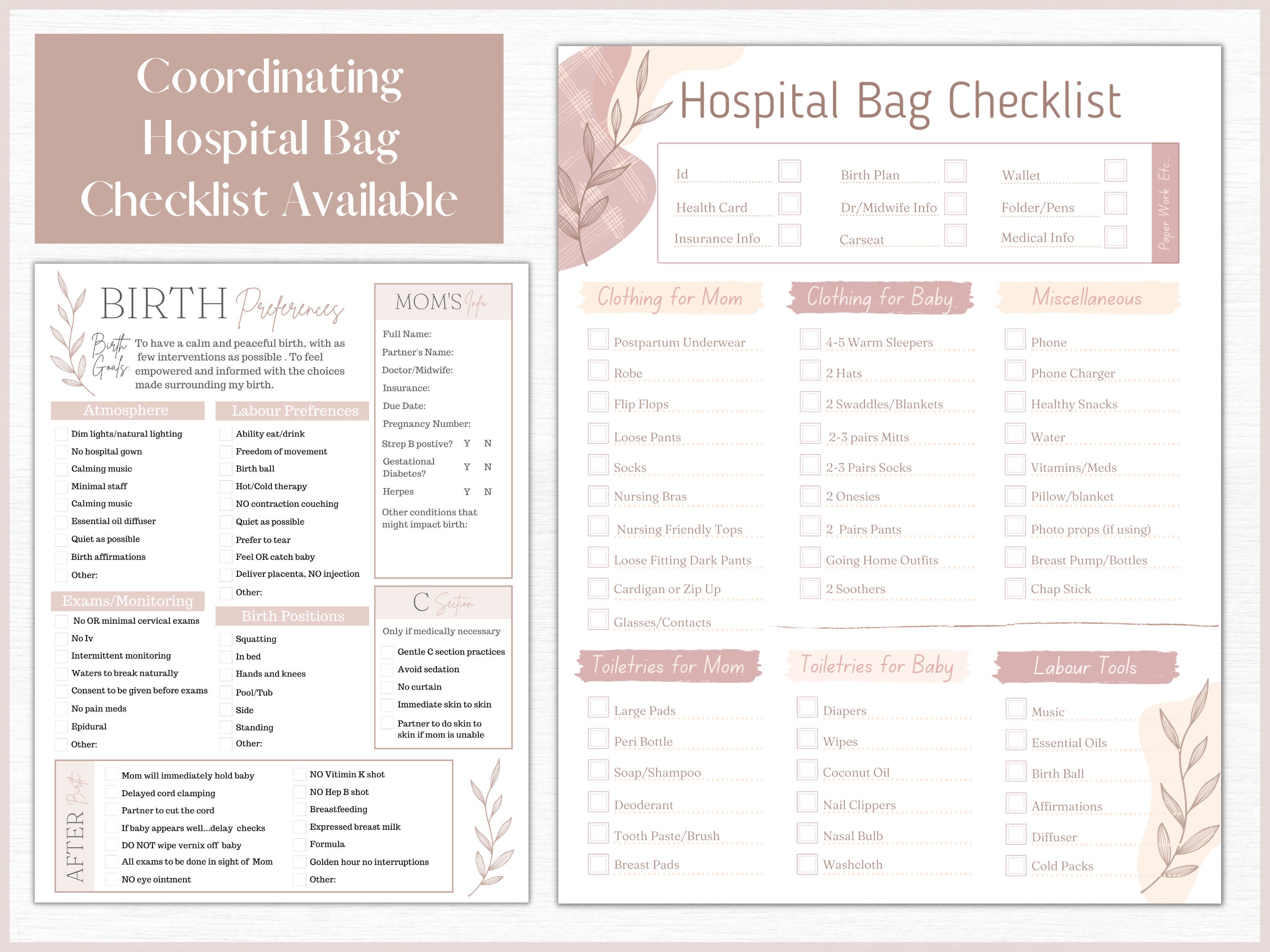 Editable Birth Plan Template printable Birth Plan Checklist - Etsy