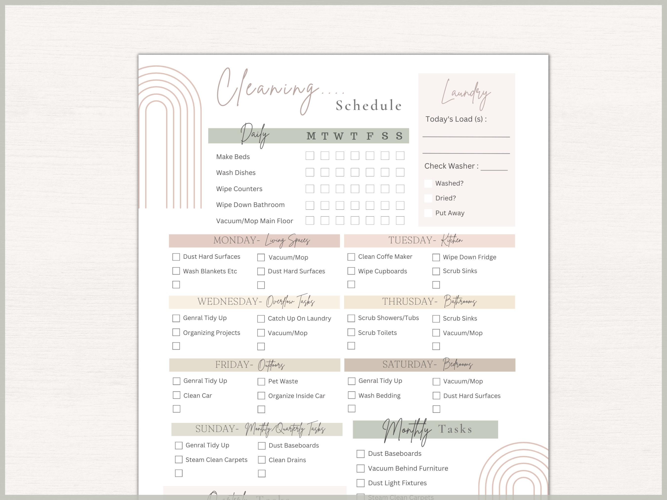 Printable Cleaning Schedule Editable Cleaning Schedule Template - Etsy