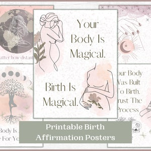 Affiches imprimables d'affirmation de naissance | Art imprimable des affirmations de naissance | Cartes d'affirmation de naissance | Accouchement à domicile Art