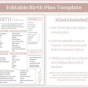 Editable Birth Plan Template printable Birth Plan Checklist - Etsy