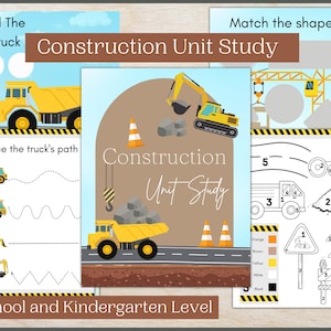 Preschool Construction Themed Unit Study | Homeschool Preschool Unit Study Bundle | Preschool Curriculum |
