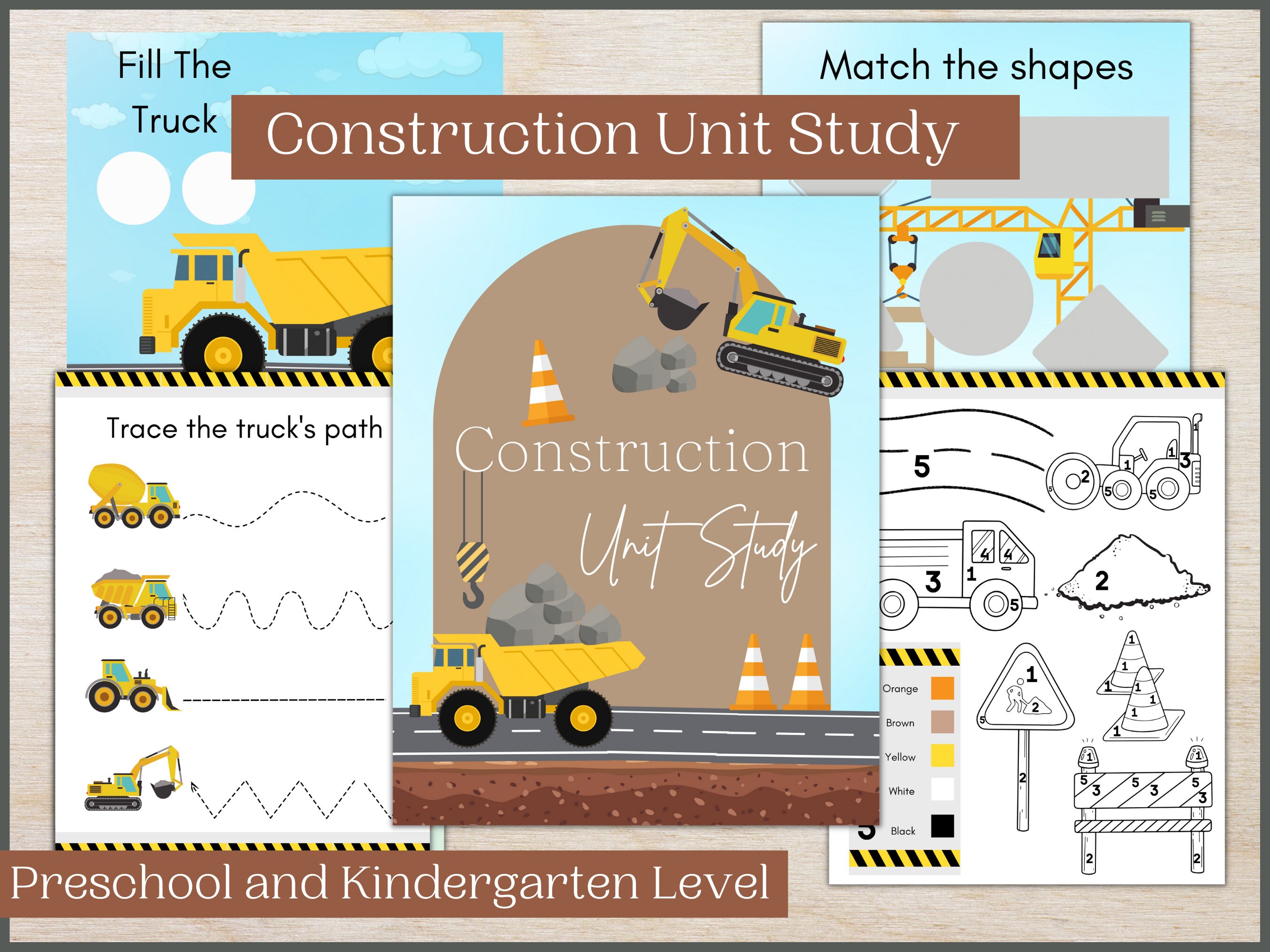 Preschool Construction Themed Unit Study | Homeschool Preschool Unit Study Bundle | Preschool Curriculum |