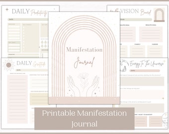 Manifestation Journal Printable | Gratitude Journal | Vision Board and Dream Journal | Mindfulness Journal | Wellness Journal
