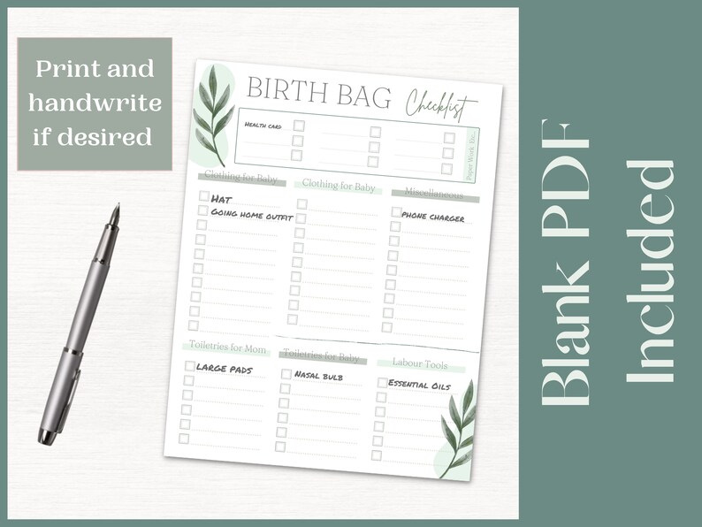 Birth Bag Packing List Editable Hospital Bag Packing Checklist Birth