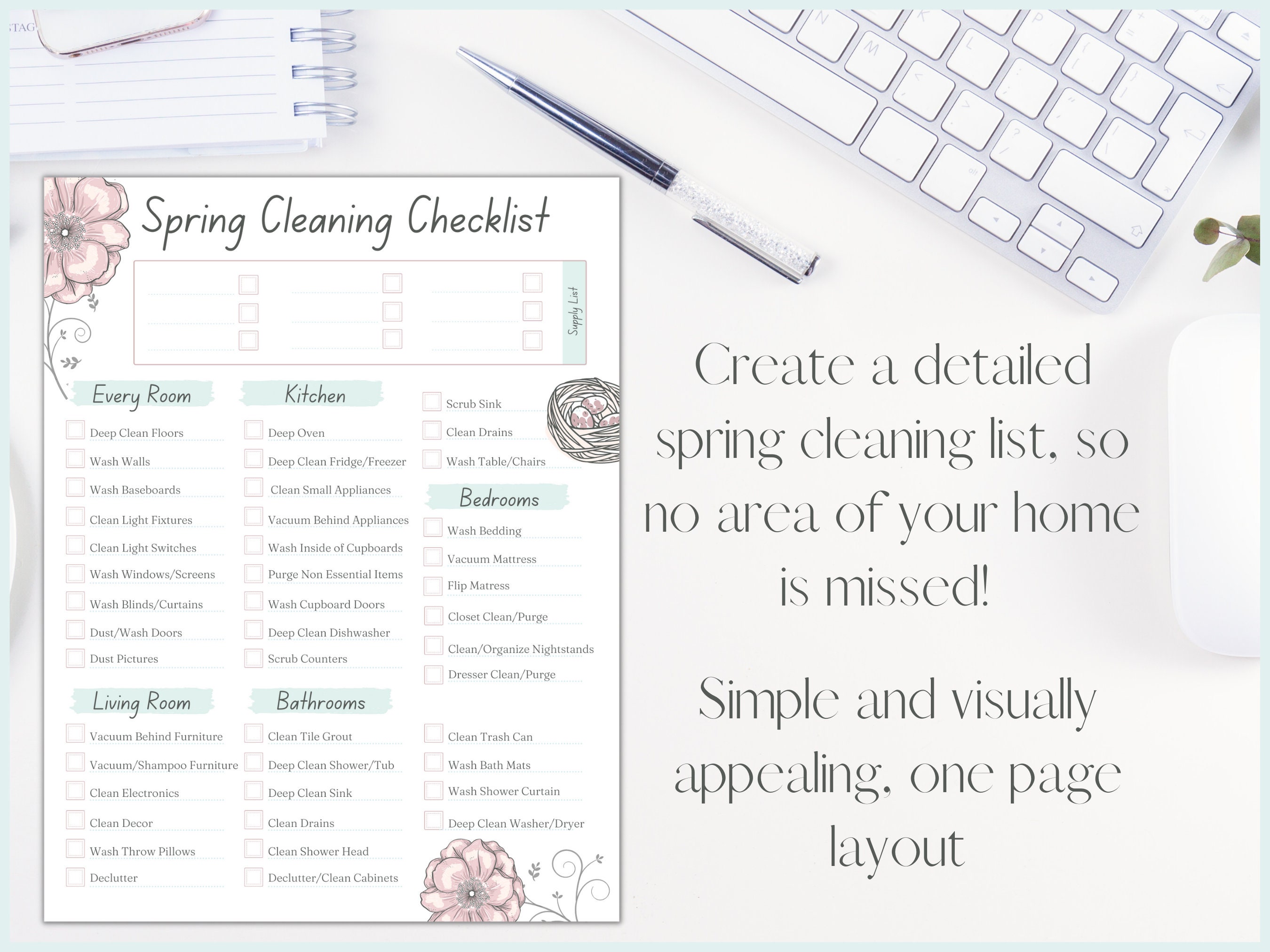 Spring Cleaning Schedule Checklist | Editable Cleaning Schedule ...