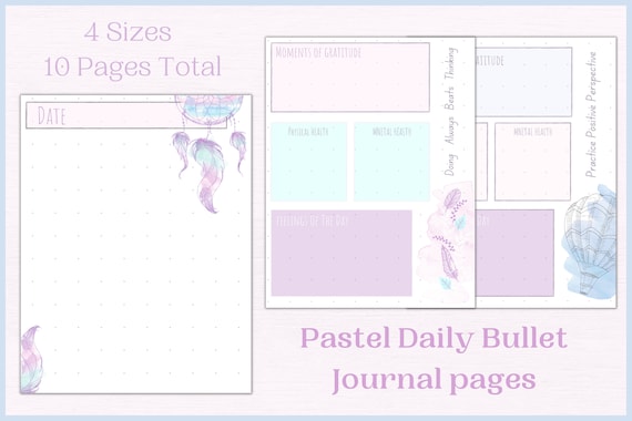 Daily Mindfulness Journal | Wellness Journal Pastel Planner Inserts | Gratitude Journal