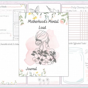 Motherhood Mental Load Guided Journal | Daily Mindfulness Bullet Journal | Home Management Planner | Mom Self Care Planner