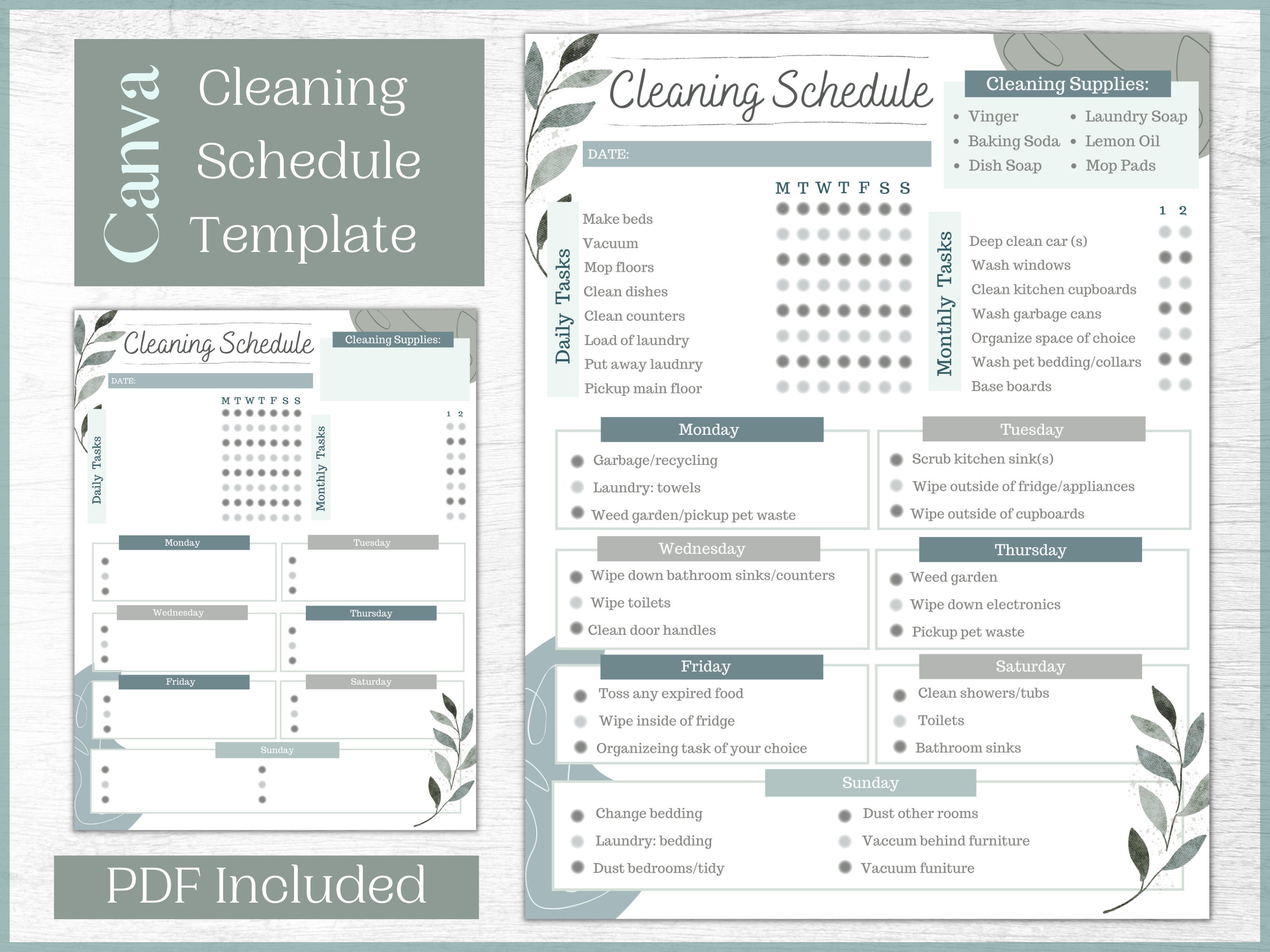 Editable Cleaning Schedule Canva Template - Etsy