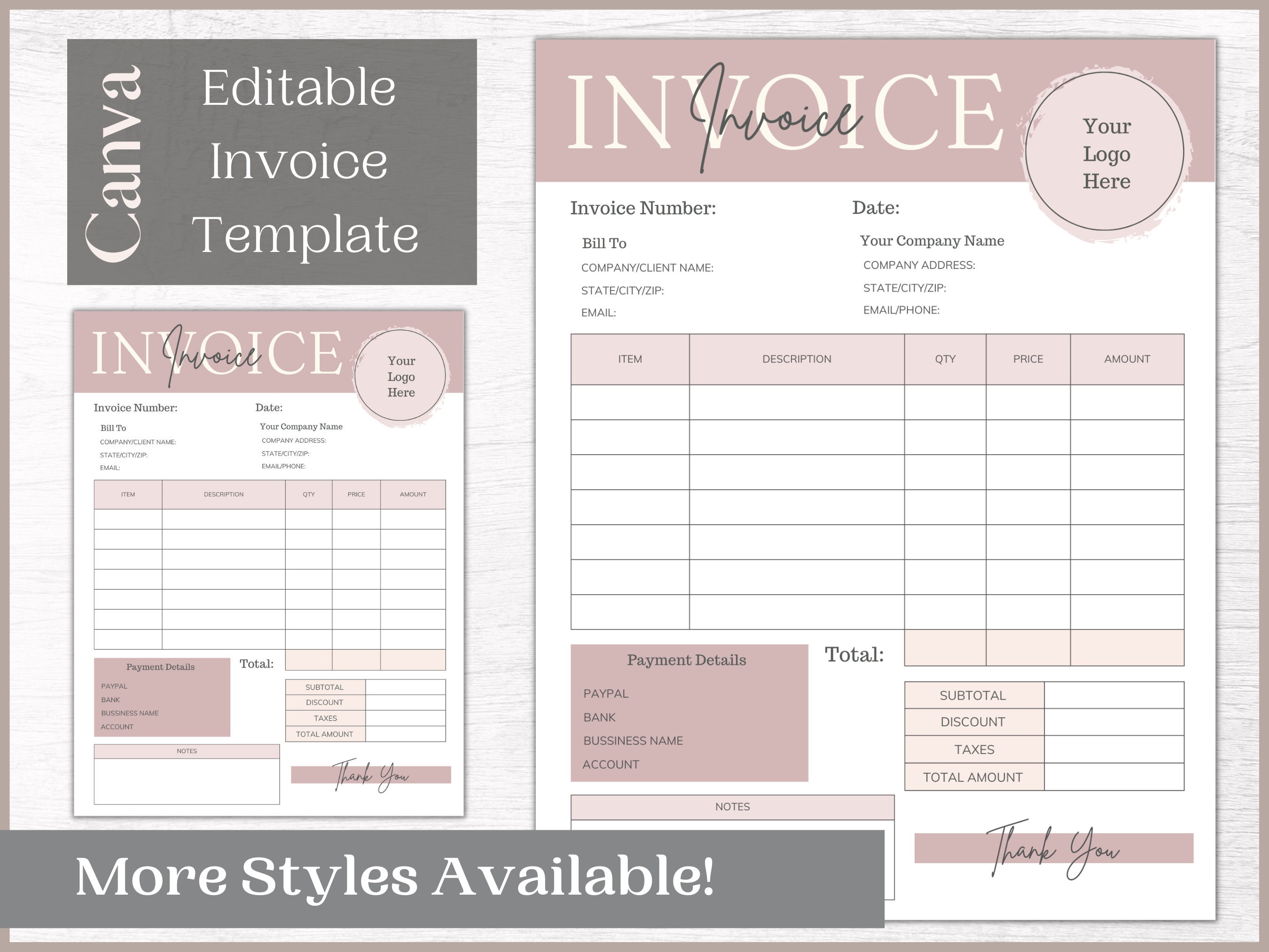 Editable Canva Invoice Template | Printable Order Form Template |small ...