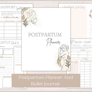 Postpartum Planner Checklists and Bullet Journal | New Mom Journal | Newborn Log and Tracker | Printable Postpartum Planner