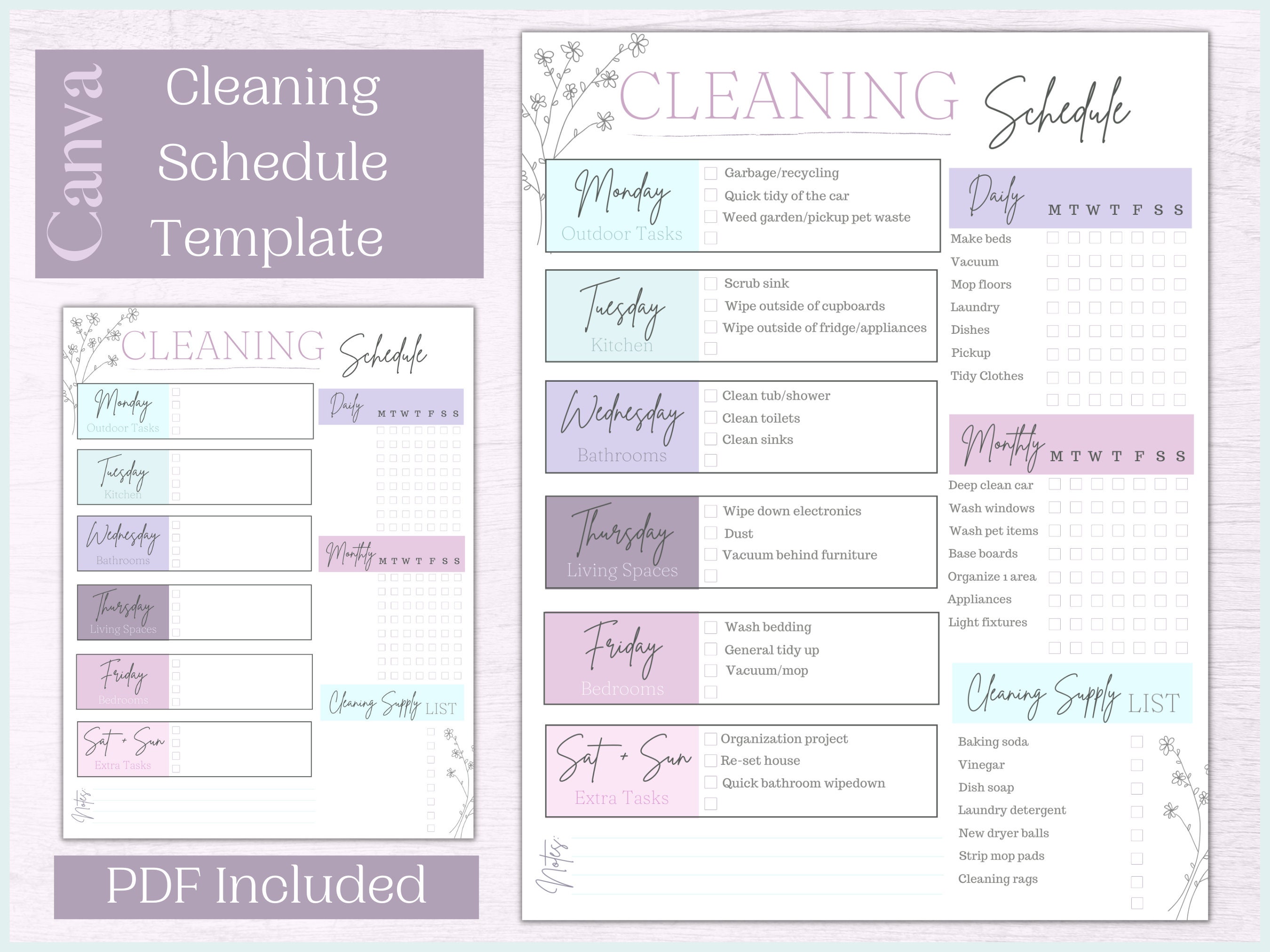 Cleaning Checklist Editable - Etsy