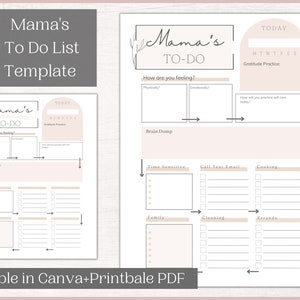 Mama&#39;s To Do List Template | ADHD Friendly Brain Dump and To Do List Printable  | Mom Life Planner