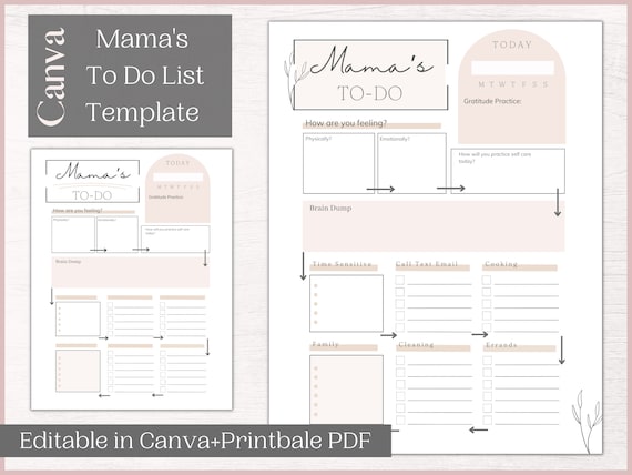 Mama's To Do List Template | ADHD Friendly Brain Dump and To Do List Printable  | Mom Life Planner