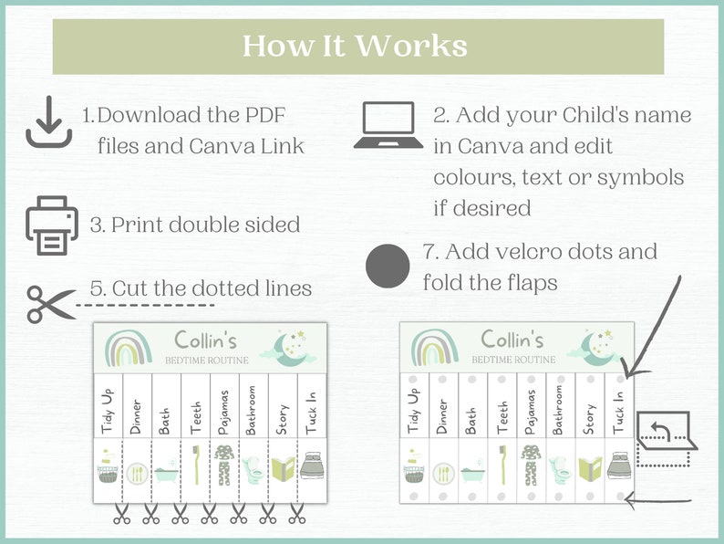 Editable Toddler Bedtime Routine Chart | Printable Chore Chart for Kids ...