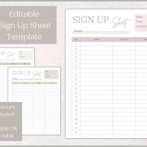 Editable Sign Up Sheet Template | Printable Sign Up Form | Contact Information Template | Sign Up Sheet Canva Template