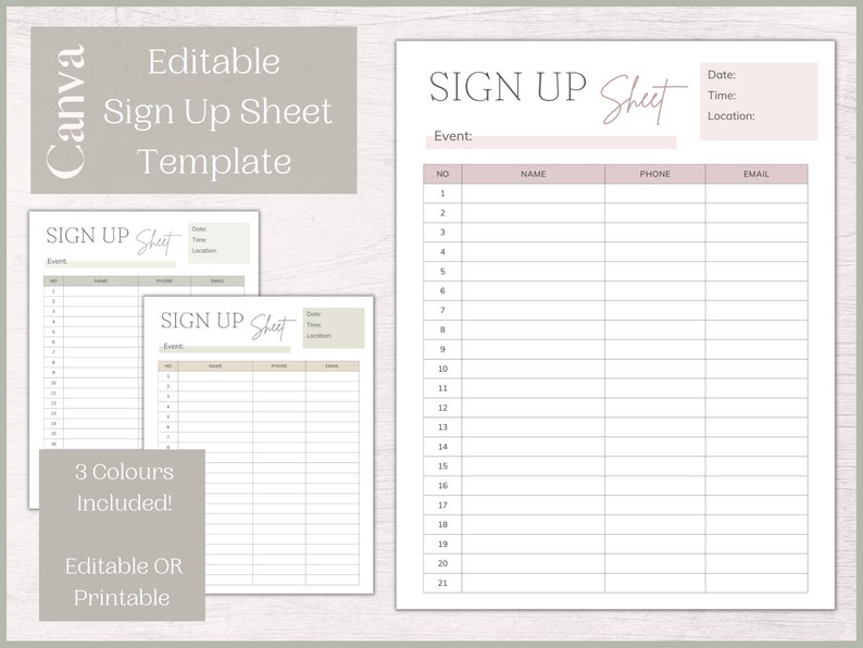 Editable Sign up Sheet Template Printable Sign up Form Contact Information Template Sign up