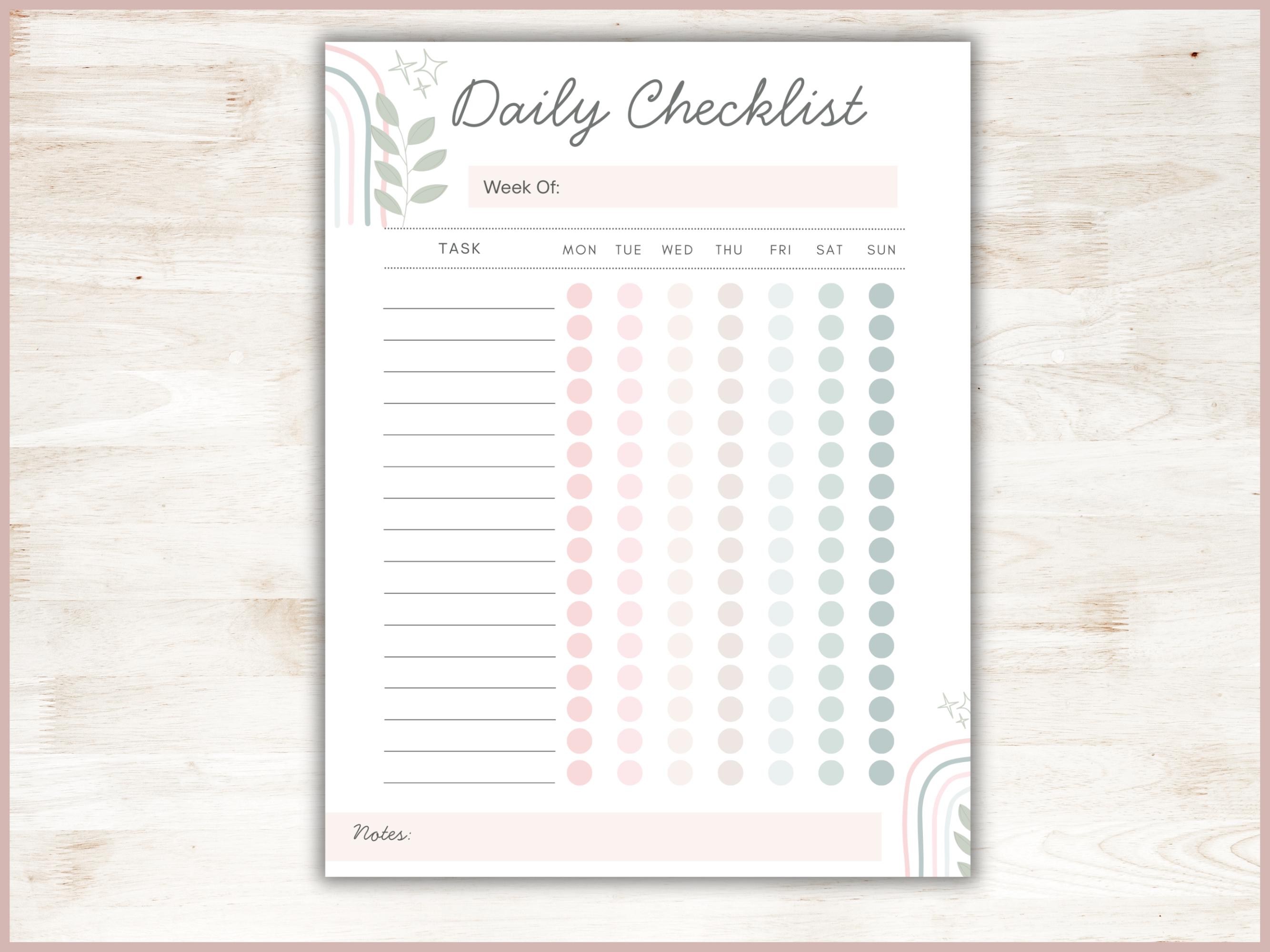 Editable Daily Checklist | Daily to Do List Template | Weekly Habit ...