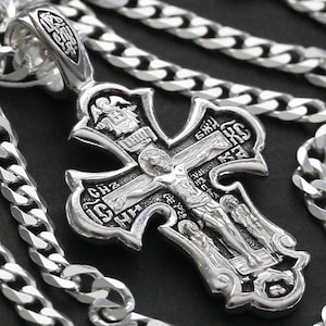 Ciondolo a croce di preghiera di Santa Sofia, gioiello ortodosso greco-russo in argento sterling 925 Vera, Nadezhda, Ljubov, fatto a mano, regalo di fede per il battesimo
