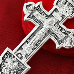 Large Russian Orthodox Christian Sailor Body Crucifix Silver 925 St Alexander Nevski. Handmade Authentic Religious Jewelry